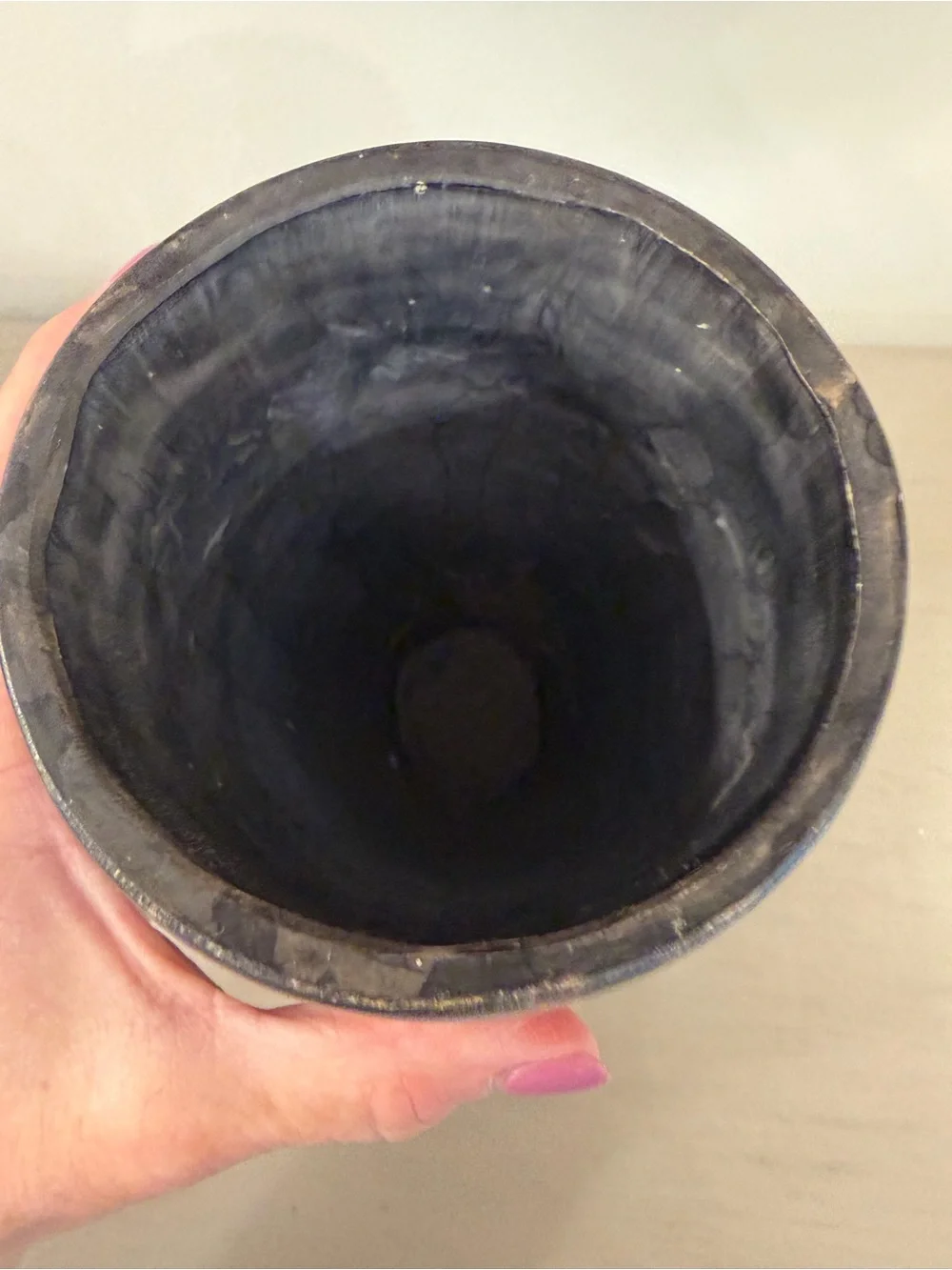Hand Carved African Soapstone Vase Fish Plants Black White 8” Vessel
